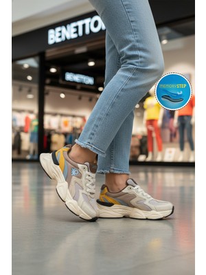 United Colors Of Benetton Bej Haki Memory Foam Kadın Spor Ayakkabı BN-11121 G