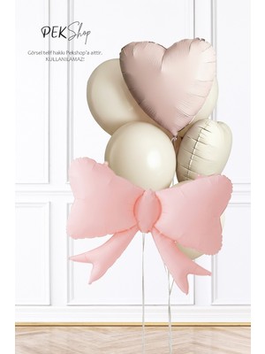 Pekshop Pastel Pembe Fiyonk Balon , Kalp ve Deniz Kumu Balonlar Seti Fiyonk Tema SET268
