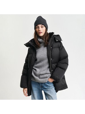 Gant Kadın Siyah Relaxed Fit Kapüşonlu Mont