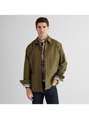 Gant Erkek Yeşil Oversize Fit Fermuarlı Logolu Gömlek