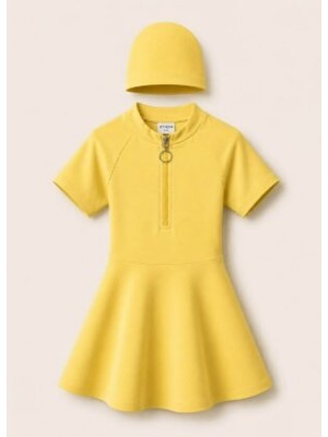 My Kids Wear Kız Çocuk  Kısa Kollu Fermuarlı Mayo Uv Korumalı Deniz ve Havuz Mayosu 12777
