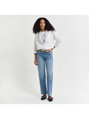Gant Kadın Mavi Straight Fit Pantolon