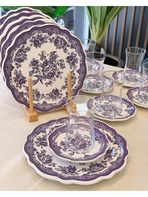 UltraMint Renkli 18 Parça Vintage Stil Pasta ve Çay Takımı Seti