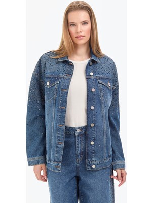 Pierre Cardin Kadın Mavi Oversize Jean Ceket 50320367-VR036