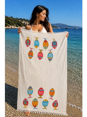 Fabera Home Bambu Müslin Peştemal %100 Organik Pamuk Plaj Havlusu Hamam Sauna Deniz Havlusu