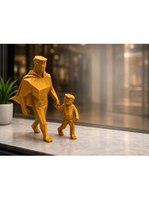 Alpin Süper Kahraman Baba Oğul Figür Seti - 13X10X16 cm / Organik Pla