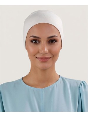 Alivascarf Pratik Boru Bone Geçmeli - Kaymaz Önü Dikişsiz Kadın Tesettür Hazır Iç Bone Ekru