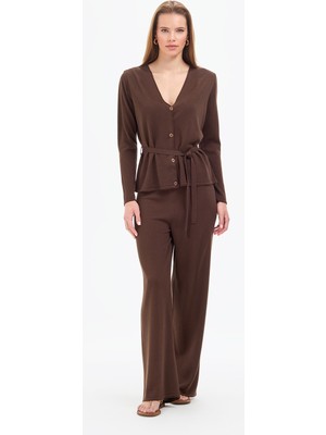 Pierre Cardin Kadın Kahverengi Loose Fit Triko Pantolon 50324029-VR029