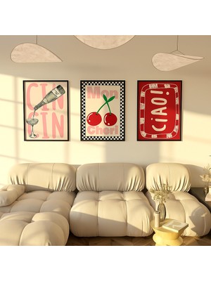 Nt Handmade Çerçeveli Uv Baskı 3'lü Ciao Yazılı Tablo Seti – Modern & Şık Mutfak Duvar Dekoru