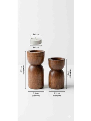 Han Ahşap Burma Ahşap Dekoratif Şamdan Seti 2'li – 10 cm & 12,5 cm – Mumluk ve Ev Dekorasyonu