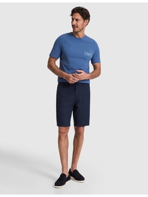 Pierre Cardin Erkek Lacivert Slim Fit %100 Beli Lastikli Kordonlu Dokuma Şort 50321827-VR033