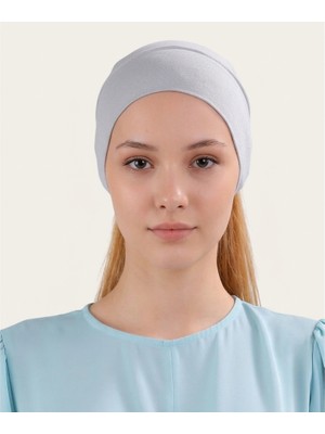 Alivascarf Pratik Boru Bone Geçmeli - Kaymaz Önü Dikişsiz Kadın Tesettür Hazır Iç Bone Gri