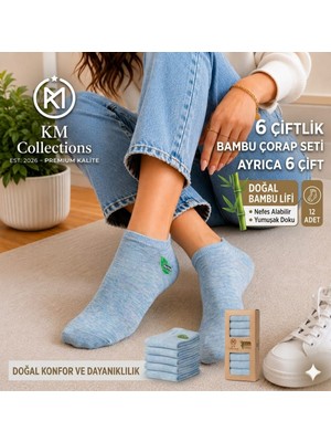 6'lı Paket Bambu Patik Çorap Özel Kokulu