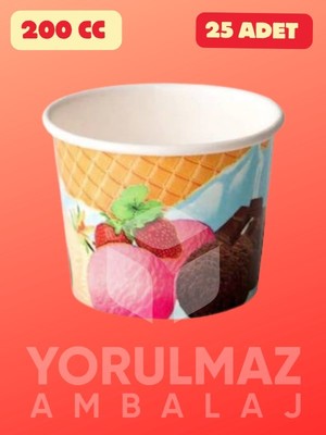 Yorulmaz Ambalaj 🍨 200 cc Karton Dondurma Kabı 25 Adet – Pratik ve Şık Sunum