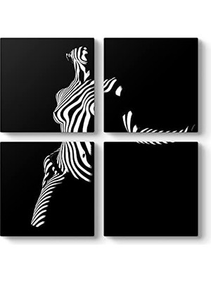 Elivora Zebra Pattern Tablo 103 x 103-4 Parçalı