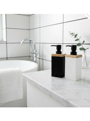 Elivora Tiran Akrilik Lüks Kare Sıvı Sabunluk, Cam Görünümlü Kırılmaya Dayanıklı, Mutfak ve Banyo Için Modern Losyon Dağıtıcı, Lavabo Üstü Şık Tasarım