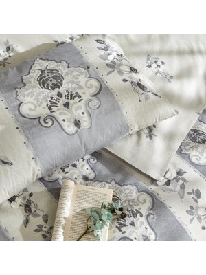 Elivora Taç Edwina DESENLI%100 Pamuk Nevresim Takımı, Gri, Çift Kişilik (Nevresim: 200X220 Cm/çarşaf: 240X260 cm / 2 Adet Yastık Kılıfı: 50X70 Cm)