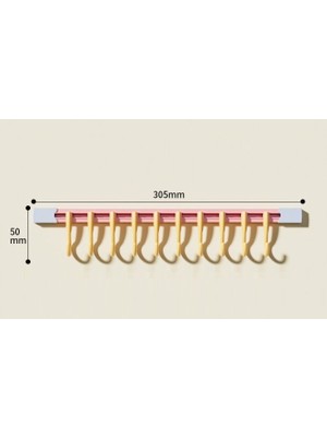 EkoAlışverişDünyam 10 Kancalı Raylı Mutfak ve Banyo Düzenleyici Askı 30 cm (5510)