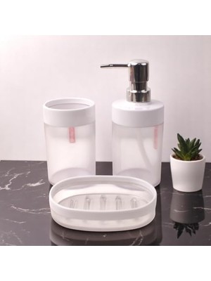 Elivora Akrilik 3'lü Banyo ve Lavabo Seti - Diş Fırçalık, Sıvı Sabunluk ve Katı Sabunluk - Şık, Dayanıklı, Modern Banyo Organizeri (Asorti)