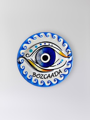 Mundy Bozcaada Temalı Polyester Kabartmalı Nazar Magnet  Çap: 7 cm – Dekoratif Hediyelik Buzdolabı Süsü  (KOD:1208)