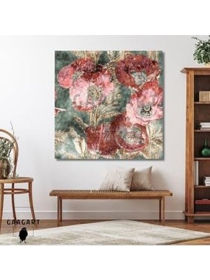 Elivora Tekli Kare Kanvas Dekoratif Salon Tablosu Çiçekler, 70 x 70