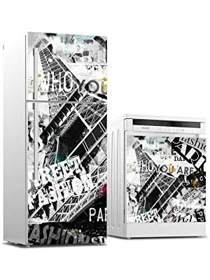 Elivora Buzdolabı ve Bulaşık Makinası Beyaz Eşya Kaplama Paris Popart