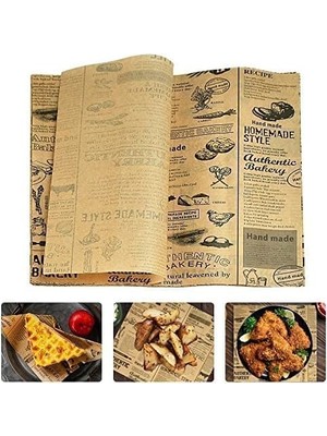 Elivora Kendinden Desenli Sunum Kağıdı, Yağlı Kağıt, Gıda Servis Kağıt 50 Adet