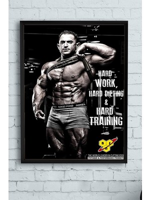 Elivora (PSTER11163) Hard Work Vücut Geliştirme Body Building Fitness Çerçeveli Tablo (40X50CM)