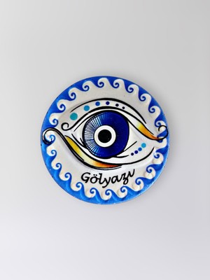 Mundy Gölyazı Temalı Polyester Kabartmalı Nazar Magnet  Çap: 7 cm – Dekoratif Hediyelik Buzdolabı Süsü  (KOD:1209)