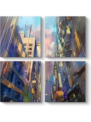 Elivora Vektörel Sokak Tablosu 63 x 63-4 Parçalı