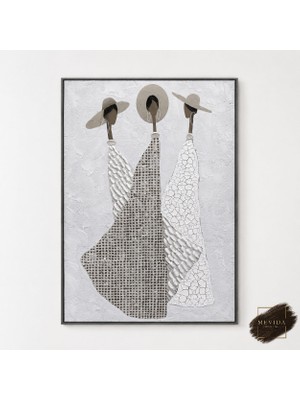 Kadınların Senfonisi | Modern Kadın Figürlü Dokulu Mdf Tablo 80X120 cm