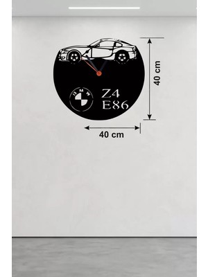 Esplendor Bmw Z4 E86 Tasarım Ahşap Duvar Saati - 40X40 cm Lazer Kesim Dekoratif