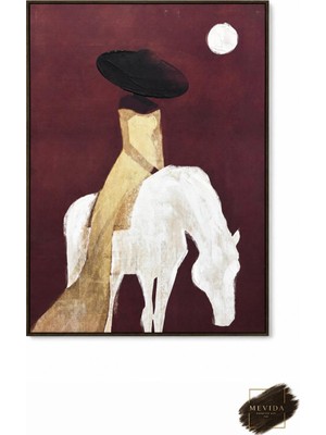 Ay Işığında Yolculuk | Soyut Atlı Modern Kanvas Tablo 100X140 cm