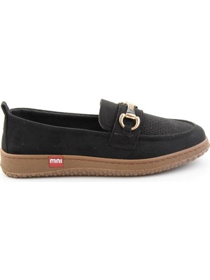 Bambi Siyah Süet  Kadın Loafer Ayakkabı K01536105272