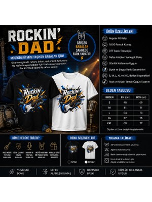 Tişört Kodu Rockin' Dad Regular Fit Erkek Tişört – Müziğin Ritmini Taşıyan Babalar Için
