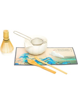 UltraMint Matcha Çayı Seremoni Seti, Seramik Kase, Bambu Çırpıcı ve Stand ile