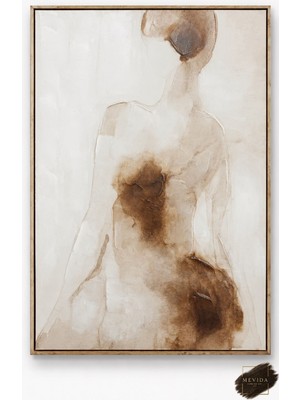 Doğal Siluet | Bej Tonlu Soyut Kadın Tablosu 80X120 cm