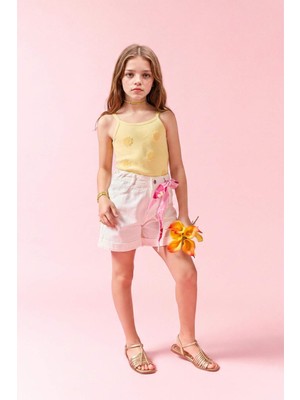 DeFacto %100 Pamuk Mom Fit Gabardin Şort Kız Çocuk H5884A826HS