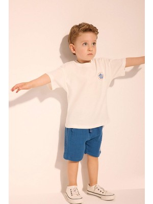 DeFacto %100 Pamuk Oversize Palmiye Desenli Kısa Kollu Tişört Erkek Bebek H3513A526HS