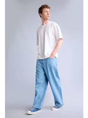 DeFacto %100 Pamuk Wide Leg Yüksek Bel Uzun Jean Pantolon H8319AX26SM