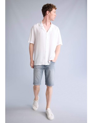 DeFacto Ultra Yumuşak Slim Fit Jean Bermuda Şort H8490AX26SM