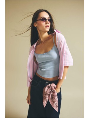 DeFacto Boxy Fit Gömlek Yaka Kısa Kollu Pembe Gömlek H6251AX26SM