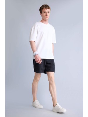 DeFacto Relax Fit Beli Lastikli Bermuda Jean Şort H7293AX26SM