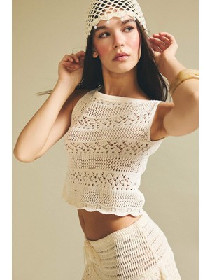 DeFacto Regular Fit Kayık Yaka Ajurlu Triko Bluz H6351AX26SM