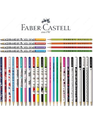 eOfis Faber-Castell Lüx Mercanlı Karışık Yuvarlak Kurşun Kalem 12 Adet Farklı Renkler İçerir