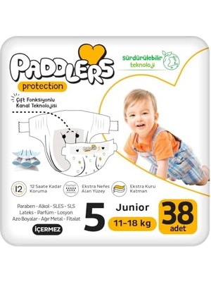 Canarino Protection Bebek Bezi 5 Numara Junior (11-18 Kg) 38 Adet – Paket, Maksimum Koruma