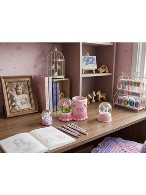 Ayder Online Satış Masalsı Dokunuş: Flamingo Kalemlik Unicorn Kar Küresi 3’lü Dekoratif Set