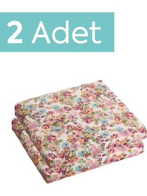 Homedius Sandalye Oturum Minderi Çiçekli 40X40X4 Bağcıklı Çıkarılabilir Kılıflı Su İtici Pembe 2'li