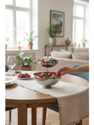 UltraMint 2 Katlı Çelik Sunumluk, Çerezlik ve Meyvelik, Şık ve Kullanışlı Tasarım