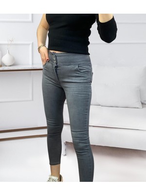 Veraura Lifestyle Yüksel Bel Likralı Kot Pantolon (Gri)